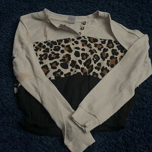 No Boundaries Cheetah Color Block Long Sleeve